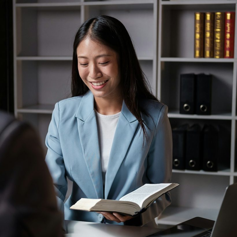 Business woman in suit or lawyer working on a documents. Legal law, advice and justice concept